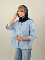 شومیز راه راه استین پاکتی - Image 5